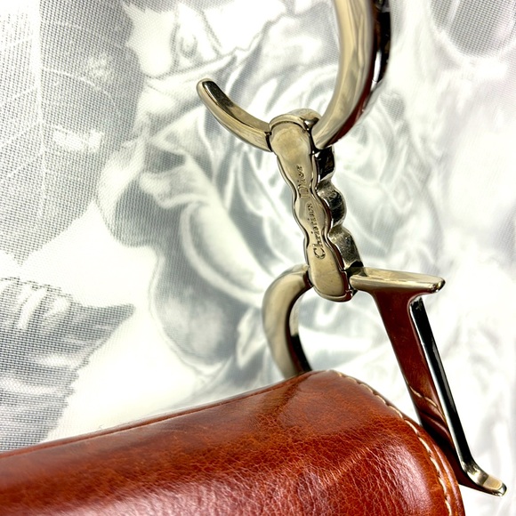 Christian Dior Vintage Y2k Era Brown Leather Embroidered Saddlebag Handbag - Picture 7 of 14